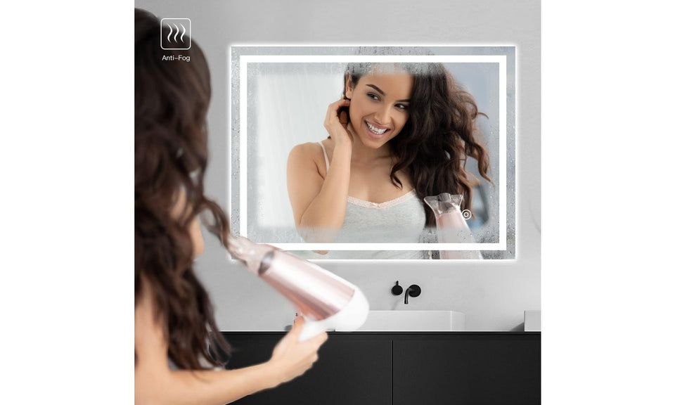 Dripex LED Bathroom Mirror with Demister Pad, Wall Mounted, Horizontal/Vertical Installation
