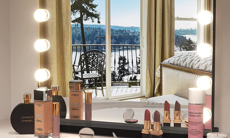 Dripex Vanity Mirror with Lights, Large Hollywood Lighted Makeup Mirror with 14 Dimmable LED Bulbs, Touchscreen Control, Cosmetic Tabletop Mirror for Bedroom, Dressing Room 19.7"x 4.7"x 16.5"