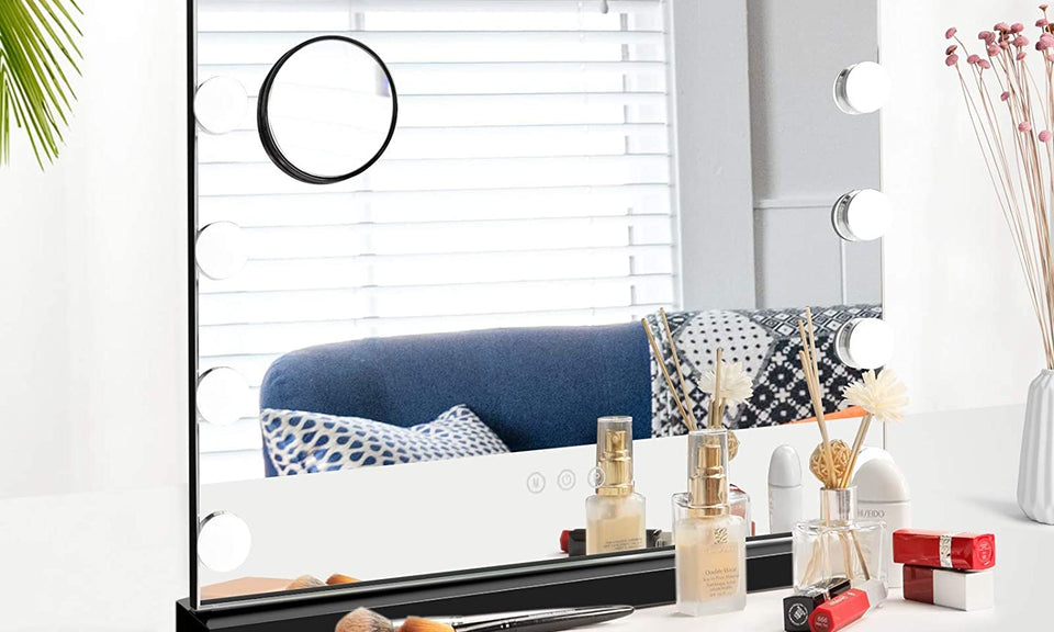 Dripex Vanity Mirror with Lights, Large Hollywood Lighted Makeup Mirror with 14 Dimmable LED Bulbs, Touchscreen Control, Cosmetic Tabletop Mirror for Bedroom, Dressing Room 19.7"x 4.7"x 16.5"