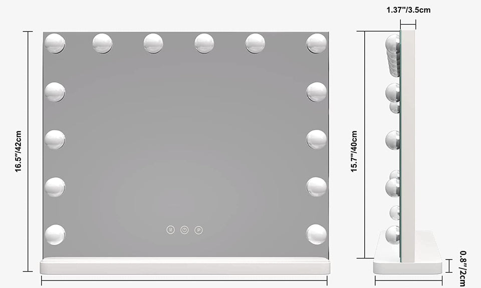 Dripex Vanity Mirror with Lights, Large Hollywood Lighted Makeup Mirror with 14 Dimmable LED Bulbs, Touchscreen Control, Cosmetic Tabletop Mirror for Bedroom, Dressing Room 50×42 (White)