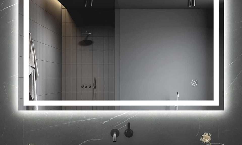 Dripex Bathroom Mirror with LED Lights, 1000*600 MM Illuminated Bathroom Mirror Wall Mounted Vanity Mirror, Bathroom Light Mirror with Demister Pad, Horizontal/Vertical
