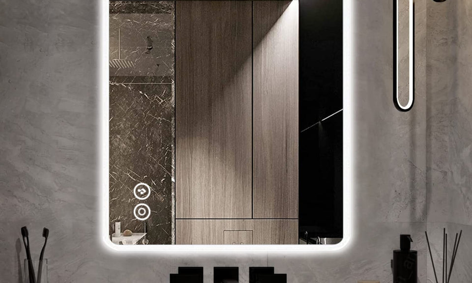 Dripex Illuminated Backlit LED Bathroom Mirror ,600*800 MM Bluetooth Bathroom Mirrors with Dimmable LED Lights and Demister Pad, Horizontal/Vertical