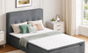 Vesgantti 14.5 Inch Mattress with Upholstered Headboard, Medium Firm | No Bed Frame Required, Memory Foam Pocket Spring Mattress Removable Headboard with Side Storage Pocket, Suitable for Floor Use