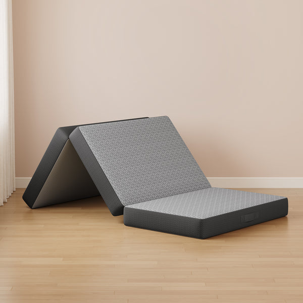 Vesgantti Folding Mattress, 15cm Gel Memory Foam Tri-Fold Mattress for Travel, Camping & Guest Bed – Grey