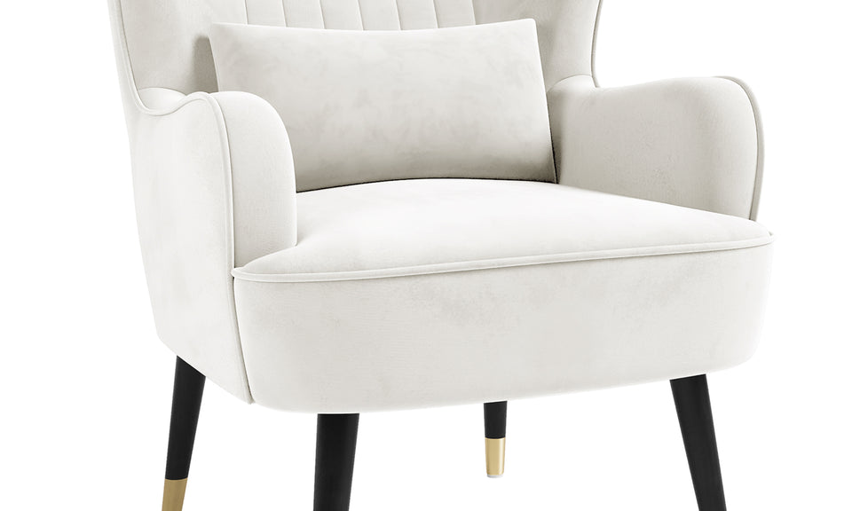 Vesgantti Velvet/Teddy Fleece Armchair with/without Footstool and Lumbar Pillow, Modern Wing Back Accent Chair with Ottoman, Large Cuddle Chair for Living Room Bedroom Study Room Office