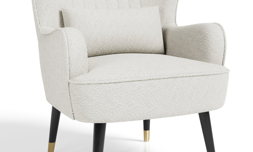 Vesgantti Velvet/Teddy Fleece Armchair with/without Footstool and Lumbar Pillow, Modern Wing Back Accent Chair with Ottoman, Large Cuddle Chair for Living Room Bedroom Study Room Office