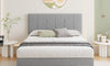 Vesgantti Linen Bed Frame with Adjustable Headboard & Solid Wooden Slats, Easy Assembly, No Box Spring Needed, Under Bed Storage