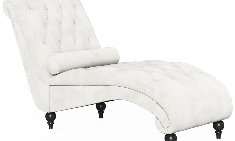 Vesgantti Velvet Button-tufted Indoor Chaise Lounge, Upholstered Chaise Longue Chair with Lumbar Pillow, Leisure Chair for Living Room Bedroom and Office, Easy to Assemble