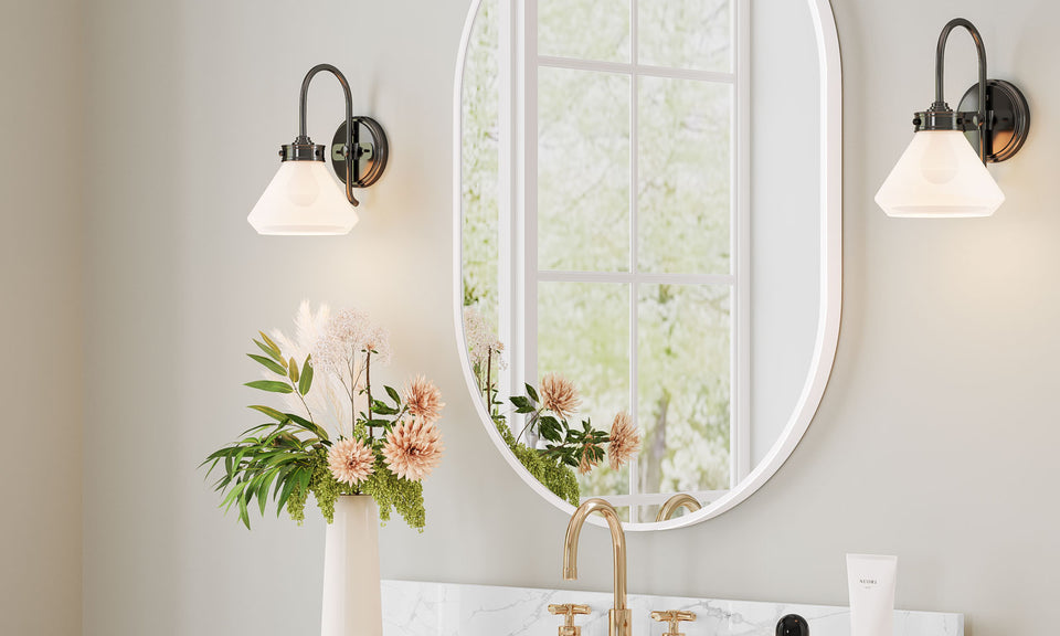 Dripex Oval Mirror, 70 x 50cm Wall Mounted Bathroom Mirror, Horizontal or Vertical Hanging Wall Mirror for Living Room, Bedroom, Entryway