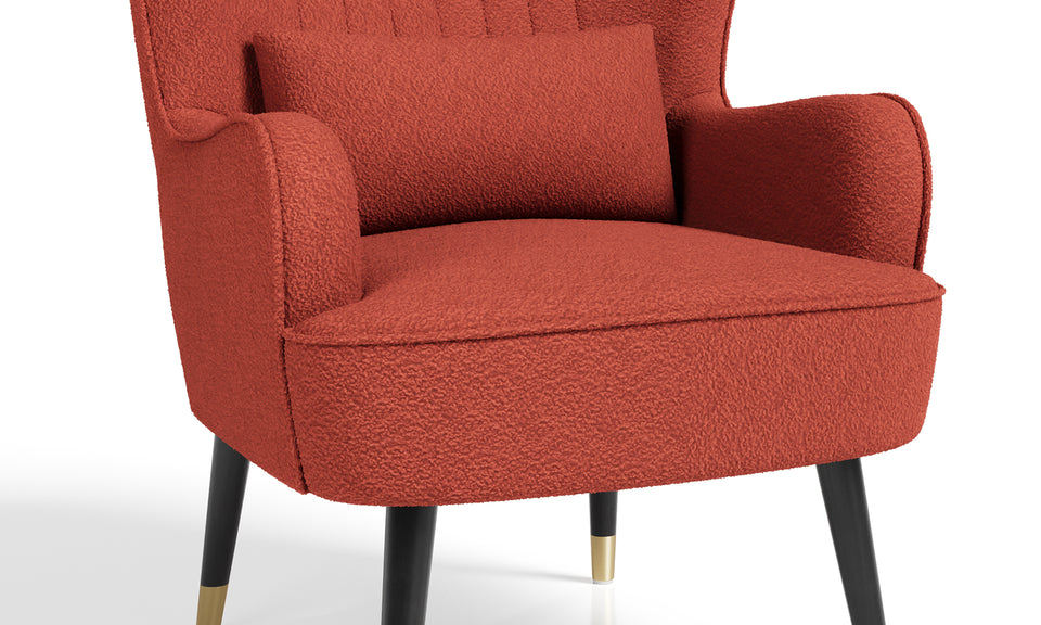 Vesgantti Velvet/Teddy Fleece Armchair with/without Footstool and Lumbar Pillow, Modern Wing Back Accent Chair with Ottoman, Large Cuddle Chair for Living Room Bedroom Study Room Office
