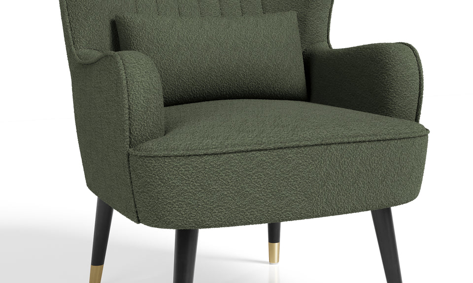 Vesgantti Velvet/Teddy Fleece Armchair with/without Footstool and Lumbar Pillow, Modern Wing Back Accent Chair with Ottoman, Large Cuddle Chair for Living Room Bedroom Study Room Office