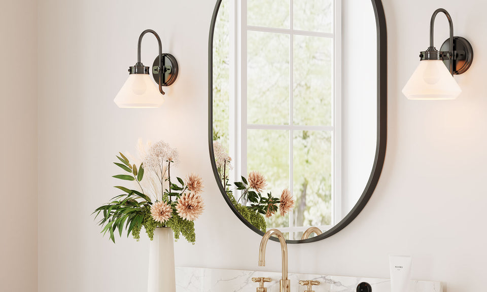 Dripex Oval Mirror, 70 x 50cm Wall Mounted Bathroom Mirror, Horizontal or Vertical Hanging Wall Mirror for Living Room, Bedroom, Entryway