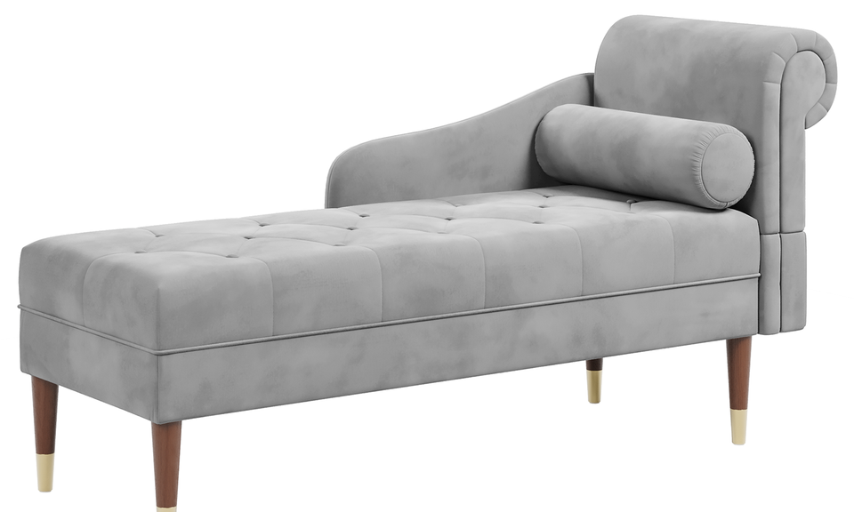 Vesgantti Velvet Chaise Longue, Indoor Lounge Sofa with Left/Right Armrest and Lumbar Pillow, Upholstered Chaise Lounge for Living Room Bedroom and Office, Tool-free Assembly