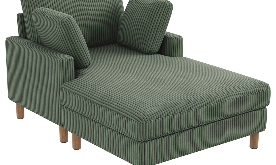 Vesgantti Single Sofa Bed, Corduroy Upholstered 104cm Wide Chaise Lounge Chair Indoor, With 2 Extra Pillows, Perfect For Living Room, Bedroom, Office and Apartment, Tool-free Assembly