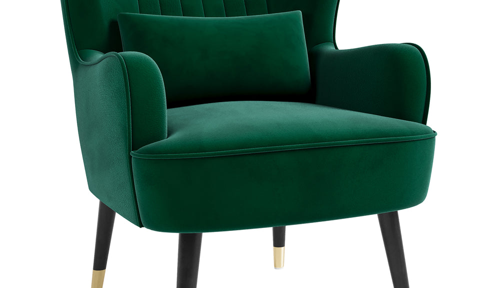 Vesgantti Velvet/Teddy Fleece Armchair with/without Footstool and Lumbar Pillow, Modern Wing Back Accent Chair with Ottoman, Large Cuddle Chair for Living Room Bedroom Study Room Office