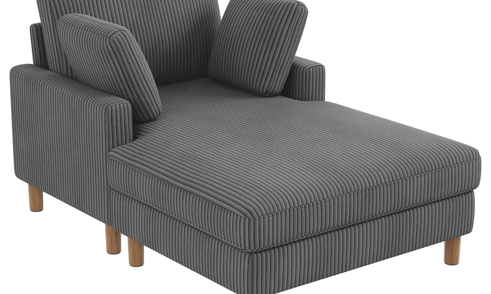 Vesgantti Single Sofa Bed, Corduroy Upholstered 104cm Wide Chaise Lounge Chair Indoor, With 2 Extra Pillows, Perfect For Living Room, Bedroom, Office and Apartment, Tool-free Assembly