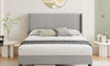 Vesgantti Velvet Bed Frame with Adjustable Wing Edge Headboard, Solid Wooden Slats & Upholstered Platform, Easy Assembly, Noise-Free
