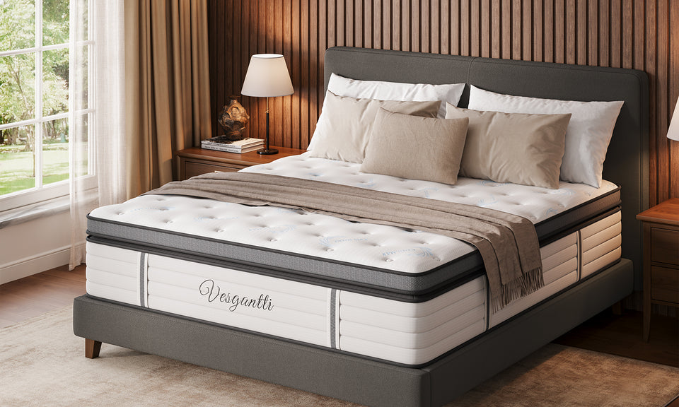 Vesgantti 1700/2000/2400 Pocket Cool Touch Hybrid Mattress, Double, Medium Firm | Dual-Layer Spring System, Instant Cooling Cover, Ideal for Hot Sleepers & Back Pain Sufferers, 14 Inch, 10 Layers, Euro Top