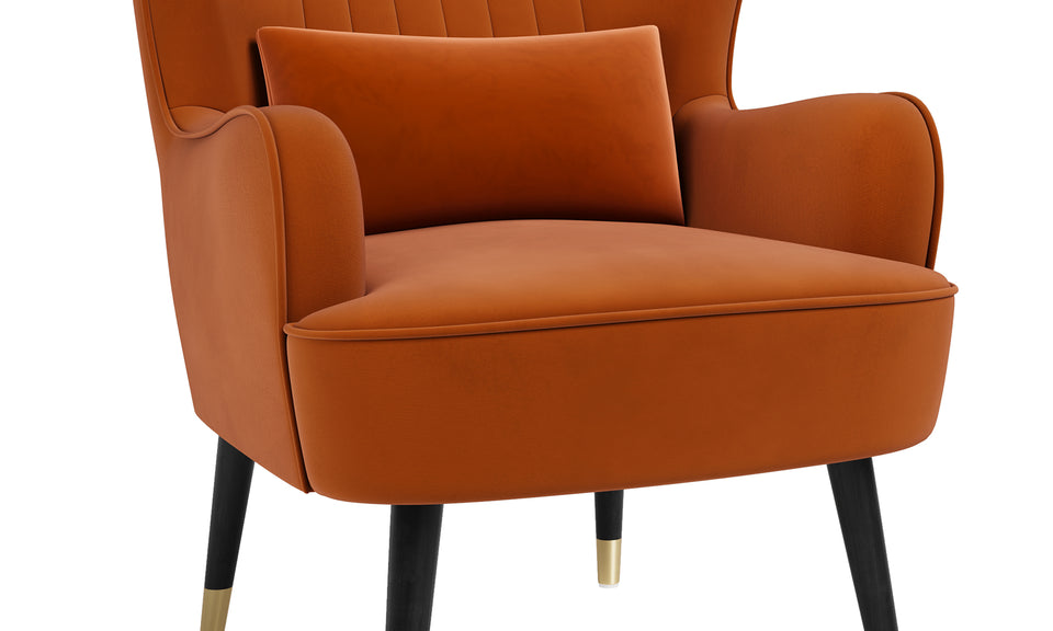 Vesgantti Velvet/Teddy Fleece Armchair with/without Footstool and Lumbar Pillow, Modern Wing Back Accent Chair with Ottoman, Large Cuddle Chair for Living Room Bedroom Study Room Office