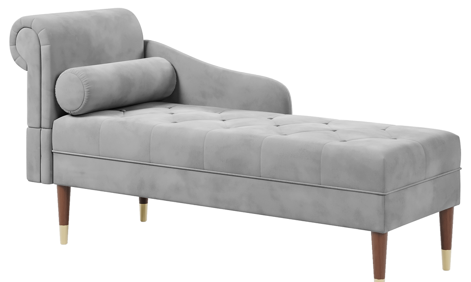 Vesgantti Velvet Chaise Longue, Indoor Lounge Sofa with Left/Right Armrest and Lumbar Pillow, Upholstered Chaise Lounge for Living Room Bedroom and Office, Tool-free Assembly