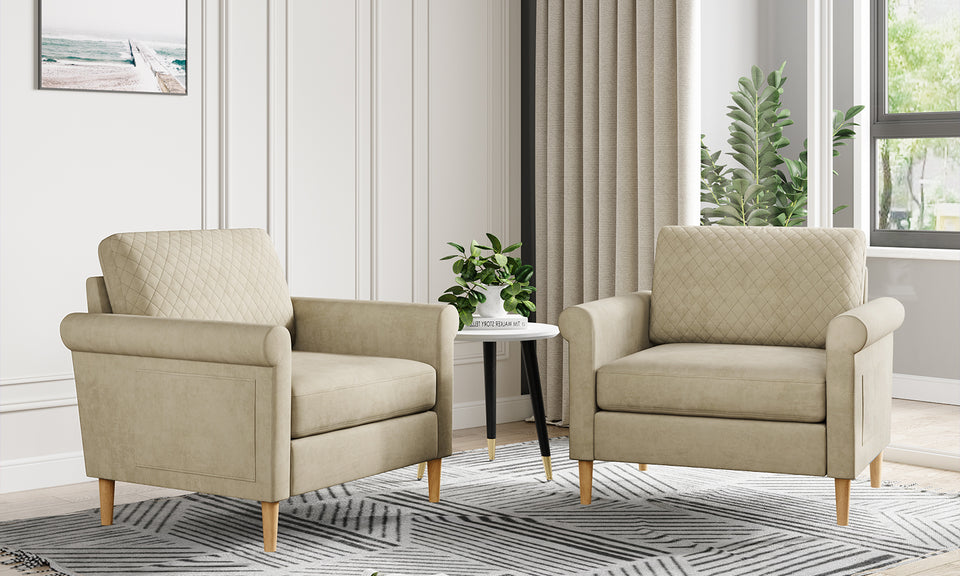 Vesgantti Fabric/Velet Loveseat Sofa, 1/2/3/4 Seater Couch/Armchair with Bilateral Pocket Storage & Removable Cushions, Perfect for Living Room, Bedroom and Office, Tool-free Assembly