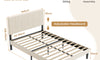 Vesgantti Linen Bed Frame with Adjustable Headboard & Solid Wooden Slats, Easy Assembly, No Box Spring Needed, Under Bed Storage