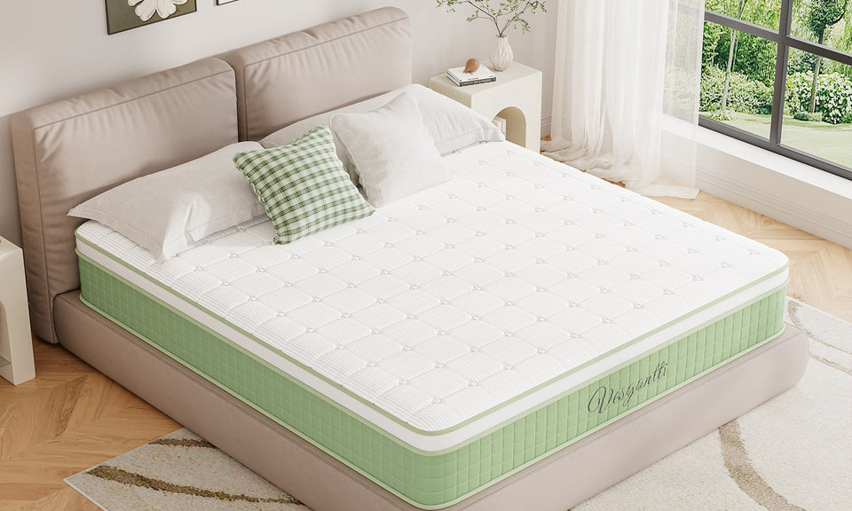 Vesgantti 10 Inch Hybrid Mattress with Memory Foam & Individually Pocket Spring, Medium Firm Orthopedic Mattress for Pressure Relief & Motion Isolation