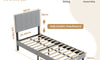 Vesgantti Linen Bed Frame with Adjustable Headboard & Solid Wooden Slats, Easy Assembly, No Box Spring Needed, Under Bed Storage