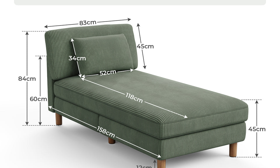 Vesgantti Corduroy Seater Sofa/Chaise Lounge Sofa, Perfect for Living Room, Bedroom, Office, Tool-free Assembly