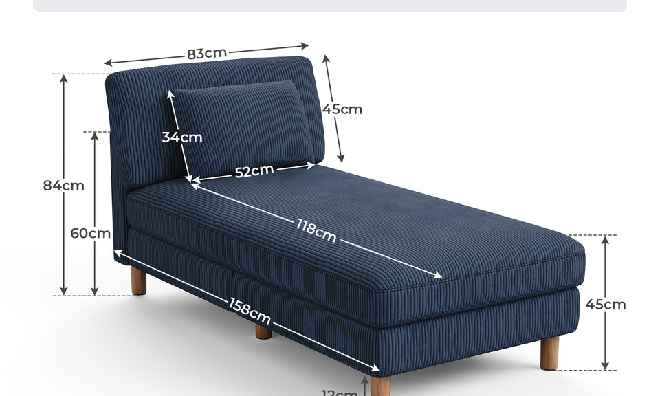 Vesgantti Corduroy Seater Sofa/Chaise Lounge Sofa, Perfect for Living Room, Bedroom, Office, Tool-free Assembly