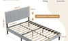 Vesgantti Linen Bed Frame with Adjustable Headboard & Solid Wooden Slats, Easy Assembly, No Box Spring Needed, Under Bed Storage