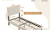 Vesgantti Linen Bed Frame with Adjustable Headboard & Solid Wooden Slats, Easy Assembly, No Box Spring Needed, Under Bed Storage
