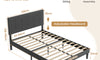 Vesgantti Linen Bed Frame with Adjustable Headboard & Solid Wooden Slats, Easy Assembly, No Box Spring Needed, Under Bed Storage