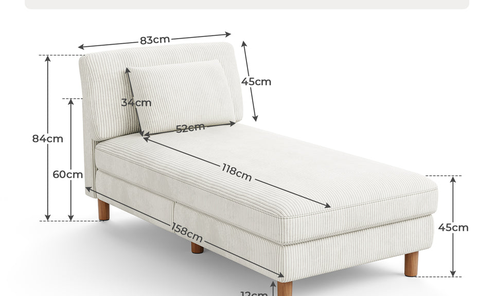 Vesgantti Corduroy Seater Sofa/Chaise Lounge Sofa, Perfect for Living Room, Bedroom, Office, Tool-free Assembly