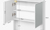 Dripex Double Door Bathroom Mirror Cabinet, Wall Mounted Storage Cupboard with Mirror, Wall Cabinet with Open Compartment Adjustable Shelf, White (60 x 60 x 12 cm)