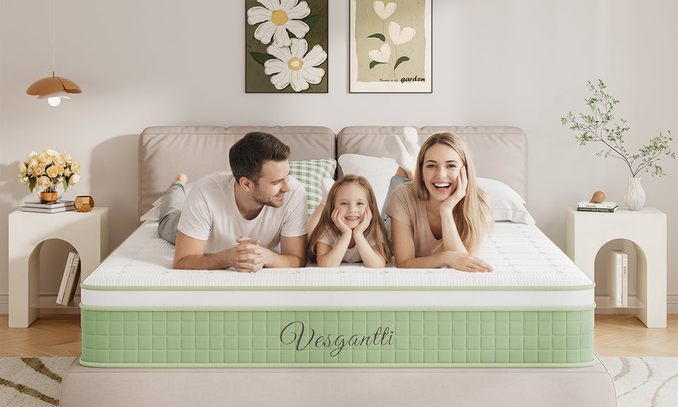 Vesgantti 10 Inch Hybrid Mattress with Memory Foam & Individually Pocket Spring, Medium Firm Orthopedic Mattress for Pressure Relief & Motion Isolation