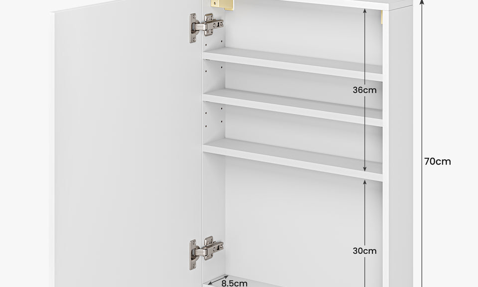 Dripex Single Door Bathroom Mirror Cabinet, Wall Mounted Storage Cupboard with Mirror, Cabinet with Adjustable Shelf