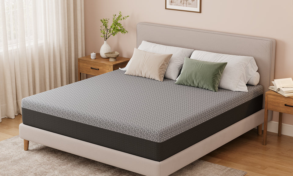 Vesgantti Gel Memory Foam Mattress for Cool Sleep & Pressure Relief, Medium Firm, 3D Geometric Textured Cover, Grey, CertiPUR-US Certified