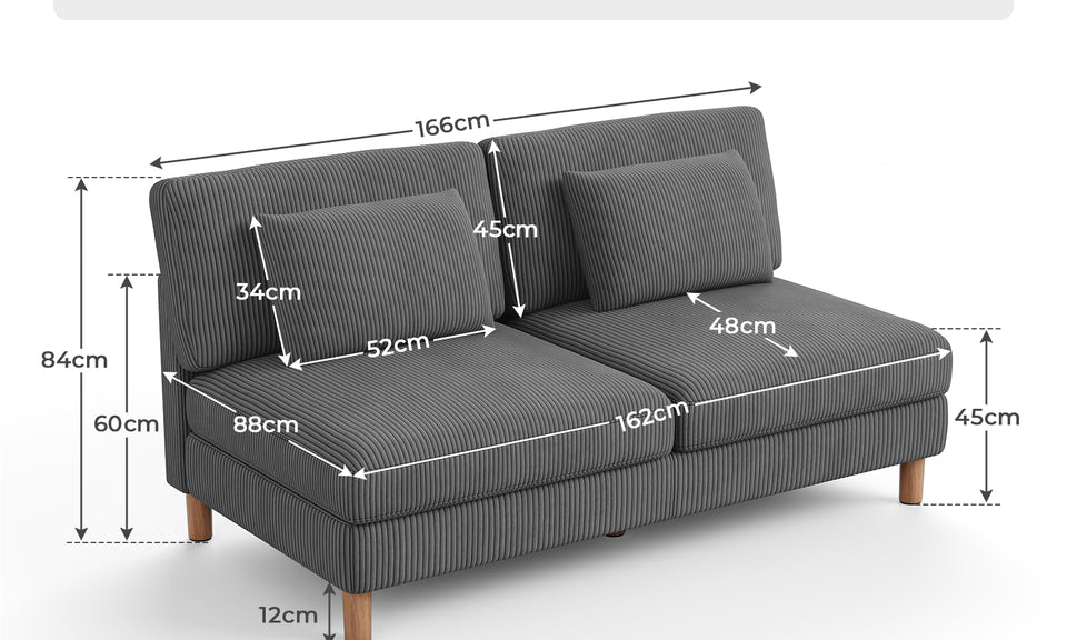 Vesgantti Corduroy Seater Sofa/Chaise Lounge Sofa, Perfect for Living Room, Bedroom, Office, Tool-free Assembly