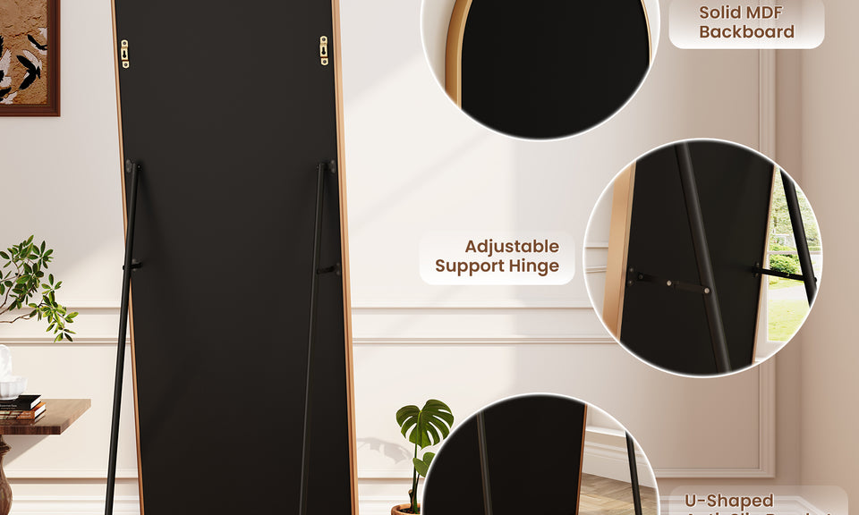 Dripex Arch/Rectangular Mirror Full Length, 160 x 50cm/150 x 40cm Full Body Floor Mirror with Stand, Standing/Leaning/Hanging for Living Room Bedroom