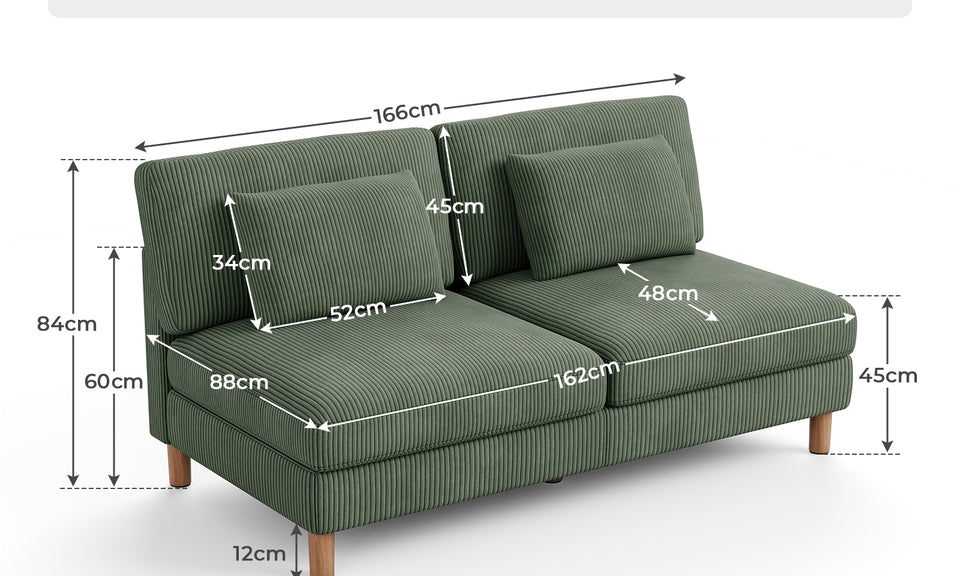 Vesgantti Corduroy Seater Sofa/Chaise Lounge Sofa, Perfect for Living Room, Bedroom, Office, Tool-free Assembly