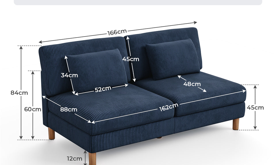 Vesgantti Corduroy Seater Sofa/Chaise Lounge Sofa, Perfect for Living Room, Bedroom, Office, Tool-free Assembly