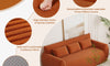 Vesgantti Corduroy Compressed 3 Seater Sofa, 200cm Upholstered Floor Sofa, Comfy Couch with 3 Pillows, No Assembly Required, Perfect for Living Room Bedroom Office Small Space, 200L*94D*80Hcm