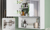 Dripex Double Door Bathroom Mirror Cabinet, Wall Mounted Storage Cupboard with Mirror, Wall Cabinet with Open Compartment Adjustable Shelf, White (60 x 60 x 12 cm)