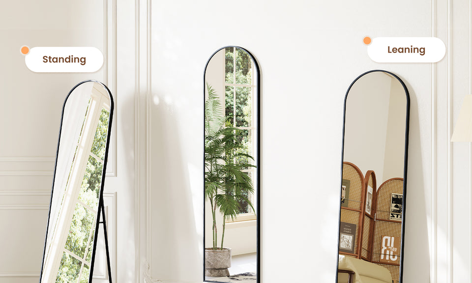 Dripex Arch/Rectangular Mirror Full Length, 160 x 50cm/150 x 40cm Full Body Floor Mirror with Stand, Standing/Leaning/Hanging for Living Room Bedroom