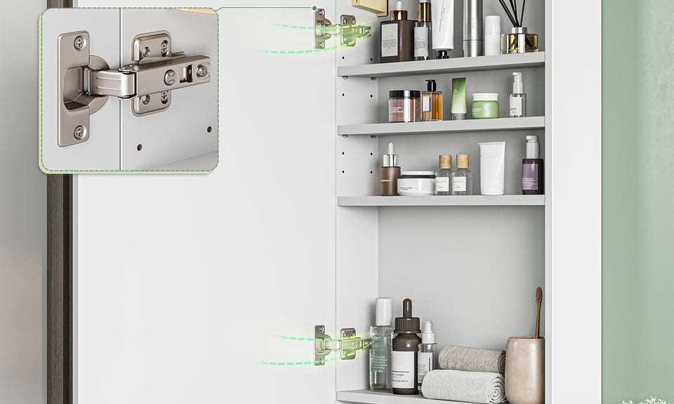 Dripex Single Door Bathroom Mirror Cabinet, Wall Mounted Storage Cupboard with Mirror, Cabinet with Adjustable Shelf
