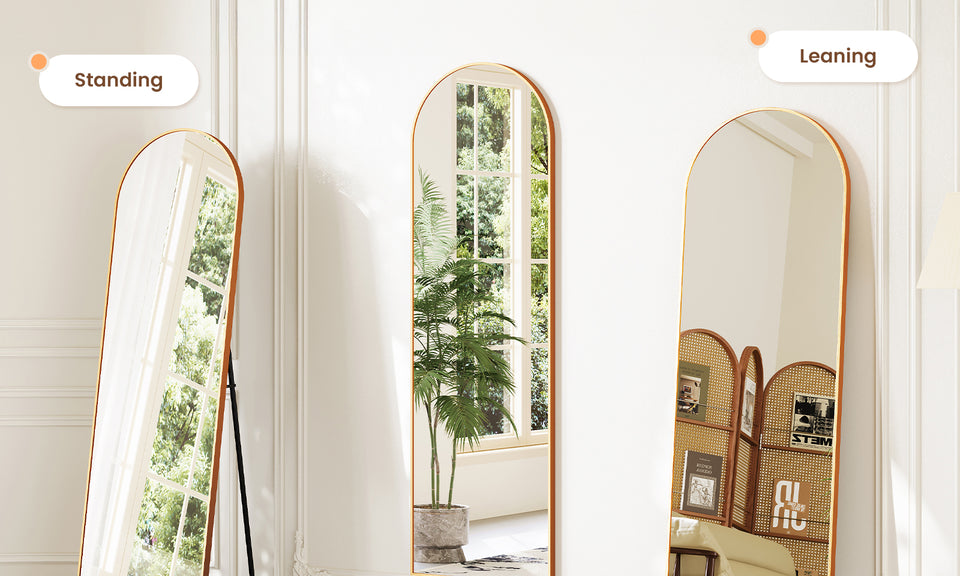 Dripex Arch/Rectangular Mirror Full Length, 160 x 50cm/150 x 40cm Full Body Floor Mirror with Stand, Standing/Leaning/Hanging for Living Room Bedroom
