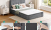 Vesgantti 14.5 Inch Mattress with Upholstered Headboard, Medium Firm | No Bed Frame Required, Memory Foam Pocket Spring Mattress Removable Headboard with Side Storage Pocket, Suitable for Floor Use