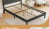 Vesgantti Linen Bed Frame with Adjustable Headboard & Solid Wooden Slats, Easy Assembly, No Box Spring Needed, Under Bed Storage