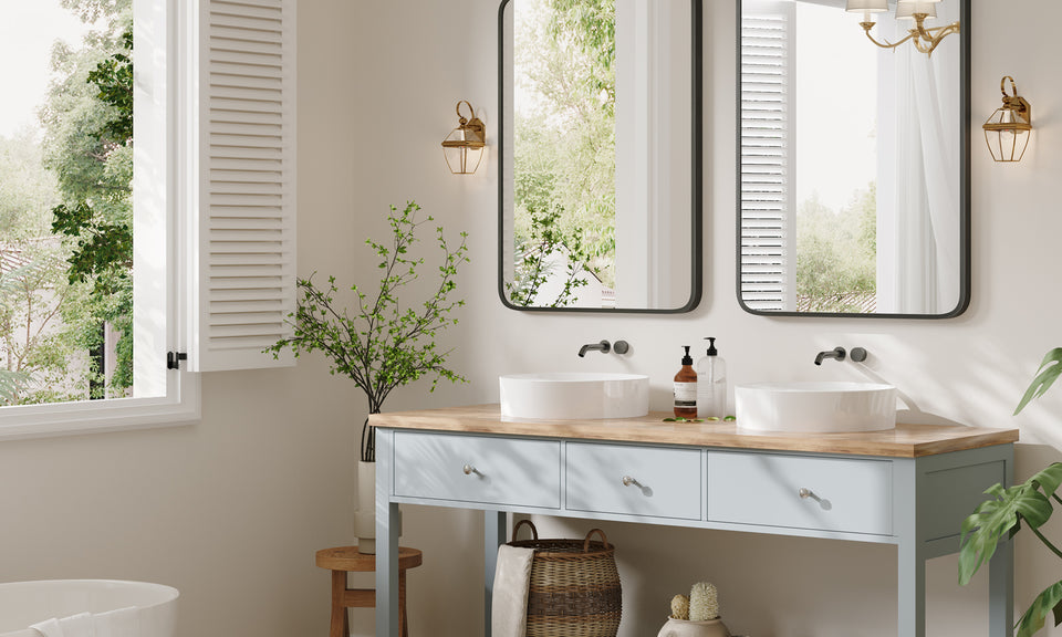 Dripex Rectangular Bathroom Mirror, 75 x 55cm Aluminium Frame Curved Corners, Pre-Fitted Hooks & Fixing Kit, Hang or Lean Vertically/Horizontally, for Living Room, Bedroom